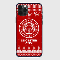 Чехол для iPhone 12 Pro Новогодний Leicester City с оленями, цвет: 3D-черный