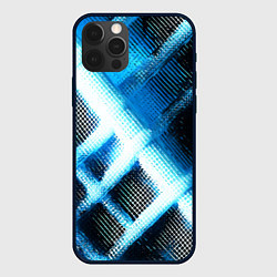 Чехол для iPhone 12 Pro Синяя сеть на чёрном фоне, цвет: 3D-черный