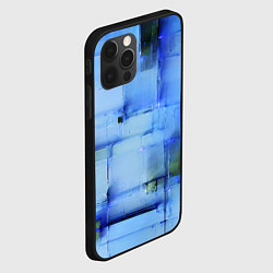Чехол для iPhone 12 Pro Чёрные пятна на синем фоне абстракция, цвет: 3D-черный — фото 2