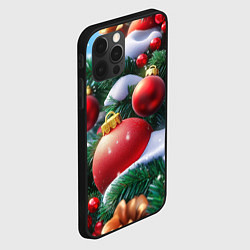 Чехол для iPhone 12 Pro Красные шары на зеленой елке, цвет: 3D-черный — фото 2