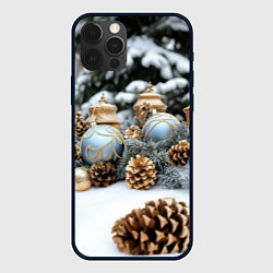 Чехол для iPhone 12 Pro Новогодние шишки и фонари, цвет: 3D-черный