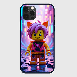 Чехол для iPhone 12 Pro Роблокс с фиолетовыми волосами, цвет: 3D-черный