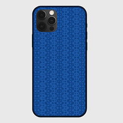 Чехол для iPhone 12 Pro Синий однотонный с узором, цвет: 3D-черный