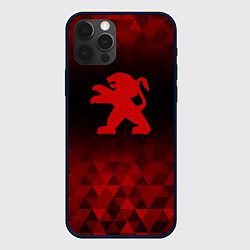 Чехол для iPhone 12 Pro Peugeot red poly, цвет: 3D-черный