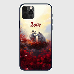 Чехол для iPhone 12 Pro Love волк и волчица, цвет: 3D-черный