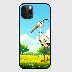 Чехол для iPhone 12 Pro Аист в лесу, цвет: 3D-черный