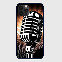 Чехол для iPhone 12 Pro Микрофон и звуковые волны, цвет: 3D-черный