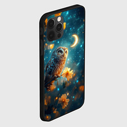 Чехол для iPhone 12 Pro Сова смотрит на месяц, цвет: 3D-черный — фото 2