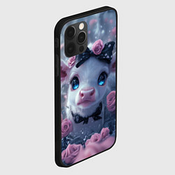 Чехол для iPhone 12 Pro Маленький теленок в розах, цвет: 3D-черный — фото 2
