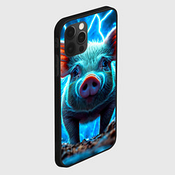 Чехол для iPhone 12 Pro Свинья и разряды молний, цвет: 3D-черный — фото 2