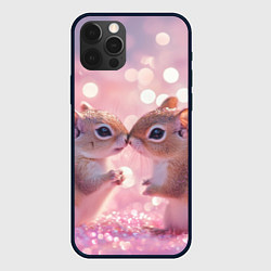 Чехол для iPhone 12 Pro Белочки целуются, цвет: 3D-черный