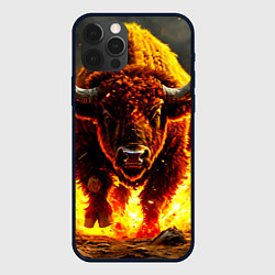 Чехол для iPhone 12 Pro Буйвол в огне, цвет: 3D-черный