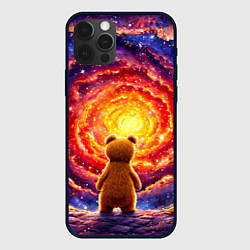 Чехол для iPhone 12 Pro Медвежонок смотрит в космос, цвет: 3D-черный