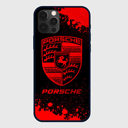 Чехол для iPhone 12 Pro Porsche - red gradient, цвет: 3D-черный