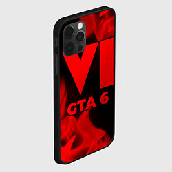 Чехол для iPhone 12 Pro GTA 6 - red gradient, цвет: 3D-черный — фото 2