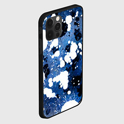 Чехол для iPhone 12 Pro Абстракция - white spots on a blue background, цвет: 3D-черный — фото 2