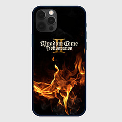 Чехол для iPhone 12 Pro Kingdom Come Deliverance 2 лого и огонь, цвет: 3D-черный