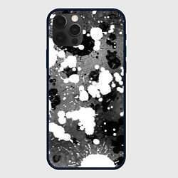 Чехол для iPhone 12 Pro Абстракция - white spots on a gray background, цвет: 3D-черный