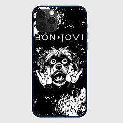 Чехол для iPhone 12 Pro Bon Jovi рок пес, цвет: 3D-черный