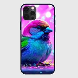 Чехол для iPhone 12 Pro Неоновый воробей, цвет: 3D-черный