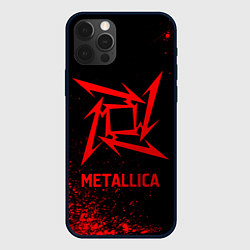 Чехол для iPhone 12 Pro Metallica - red gradient, цвет: 3D-черный