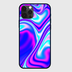 Чехол для iPhone 12 Pro Жидкие неоновые волны краски, цвет: 3D-черный