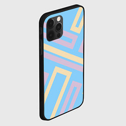 Чехол для iPhone 12 Pro Прямоугольники по диагонали-голубой, бежевый, цвет: 3D-черный — фото 2