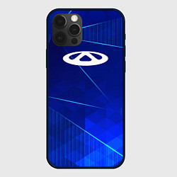 Чехол для iPhone 12 Pro Chery blue poly, цвет: 3D-черный