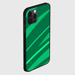 Чехол для iPhone 12 Pro Зелёный абстракция с полосами, цвет: 3D-черный — фото 2
