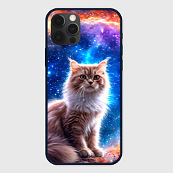 Чехол для iPhone 12 Pro Ангорская кошка в космосе, цвет: 3D-черный