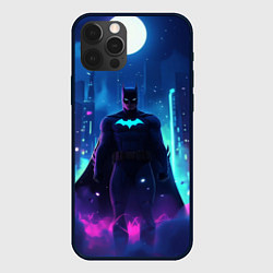 Чехол для iPhone 12 Pro Бэтмен неоновый город, цвет: 3D-черный