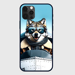 Чехол для iPhone 12 Pro Волк авиатор, цвет: 3D-черный