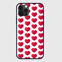 Чехол для iPhone 12 Pro Сердца паттерн, цвет: 3D-черный