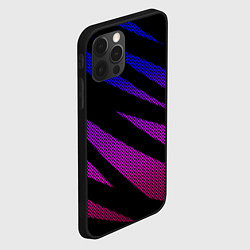 Чехол для iPhone 12 Pro Сине-розовый абстракция с полосами, цвет: 3D-черный — фото 2