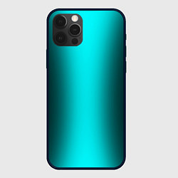 Чехол для iPhone 12 Pro Чёрный и неоновый голубой градиент по центру, цвет: 3D-черный