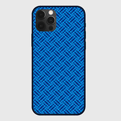Чехол для iPhone 12 Pro Сине-голубой текстурированный, цвет: 3D-черный