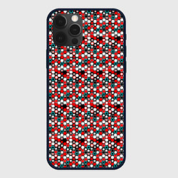 Чехол для iPhone 12 Pro Киберпанк шестиугольники красные, цвет: 3D-черный