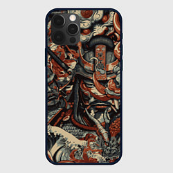 Чехол для iPhone 12 Pro Драконы и самураи в стиле ирезуми, цвет: 3D-черный