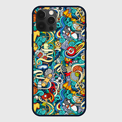 Чехол для iPhone 12 Pro Спортивный инвентарь коллаж, цвет: 3D-черный