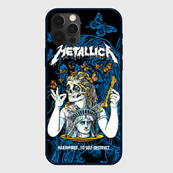 Чехол для iPhone 12 Pro Metallica - skeleton and butterflies, цвет: 3D-черный