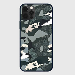 Чехол для iPhone 12 Pro Темно зеленый камуфляж, цвет: 3D-черный