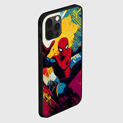 Чехол для iPhone 12 Pro Человек паук висит на паутине, цвет: 3D-черный — фото 2