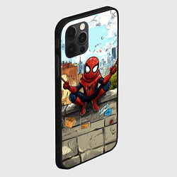Чехол для iPhone 12 Pro Маленький человек-паук в городе, цвет: 3D-черный — фото 2