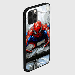 Чехол для iPhone 12 Pro Человек-паук палзет на стене, цвет: 3D-черный — фото 2