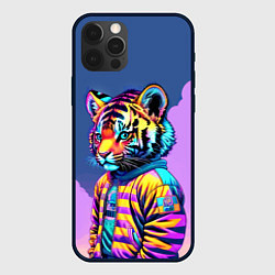 Чехол для iPhone 12 Pro Cool tiger cub - pop art, цвет: 3D-черный