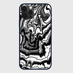 Чехол для iPhone 12 Pro Закрученные волны - чб абстракция, цвет: 3D-черный
