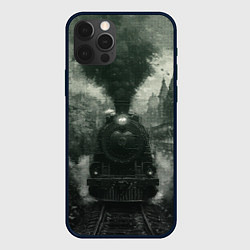 Чехол для iPhone 12 Pro Ретро иллюстрация паровоза, цвет: 3D-черный