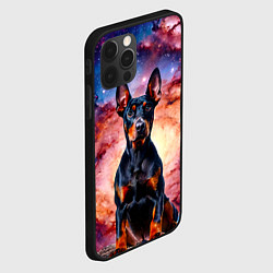 Чехол для iPhone 12 Pro Доберман в космосе, цвет: 3D-черный — фото 2