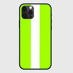 Чехол для iPhone 12 Pro Color light green white stripes, цвет: 3D-черный