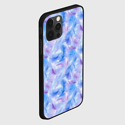 Чехол для iPhone 12 Pro Узор из голубых и сиреневых перьев, цвет: 3D-черный — фото 2